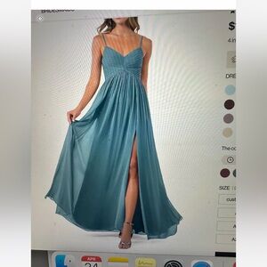 A-Line Pleated Chiffon Floor-Length Dress Bermuda